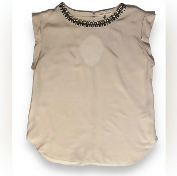 REBECCA TAYLOR Silk Embellished Scoop Neck Top100% - Picture 5 of 9